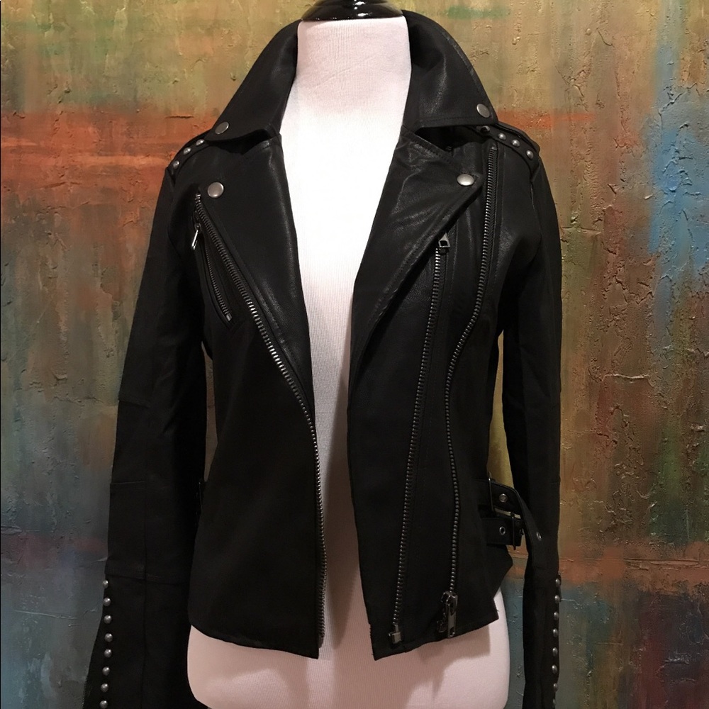 Studded leather jacket